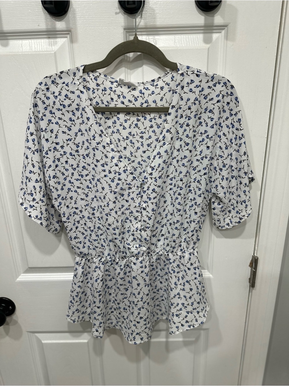 Sienna Sky White Blouse with Blue Floral Print